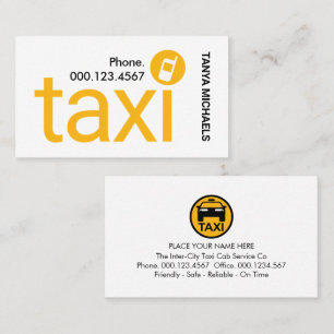 Cartão De Visita Serviço de Táxi Minimalista Simples Amarelo