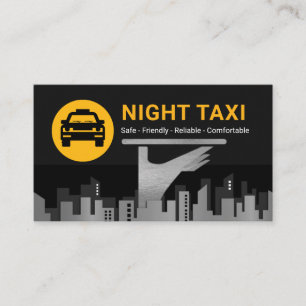 Cartão De Visita Serviço de Táxi Noturno Silhueta da Cidade