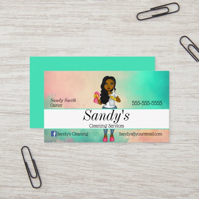 Cartão De Visita Serviço doméstico colorido (Frente/Verso In Situ)