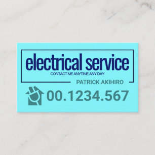 Cartão De Visita Serviço Elétrico de Quadro de Borda Azul Elétri