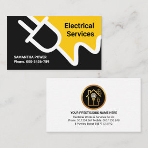 Cartão De Visita Serviço Eletrônico de Conector de Energia Amarelo