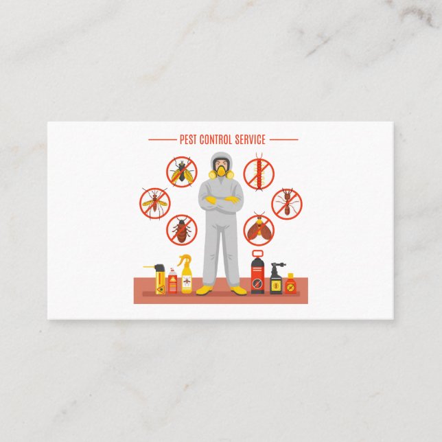 Cartão De Visita Serviço Exterminador de Controle de Pest (Frente)