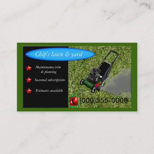 Cartão De Visita serviço lawnmowing (Frente)