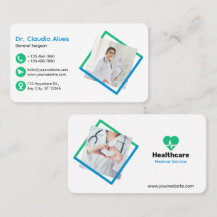 Cartão De Visita Serviço Médico Moderno Criativo Branco