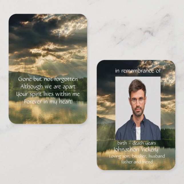 Cartão De Visita Serviço Memorial Convidar Belo Lago Beach (Frente/Verso)