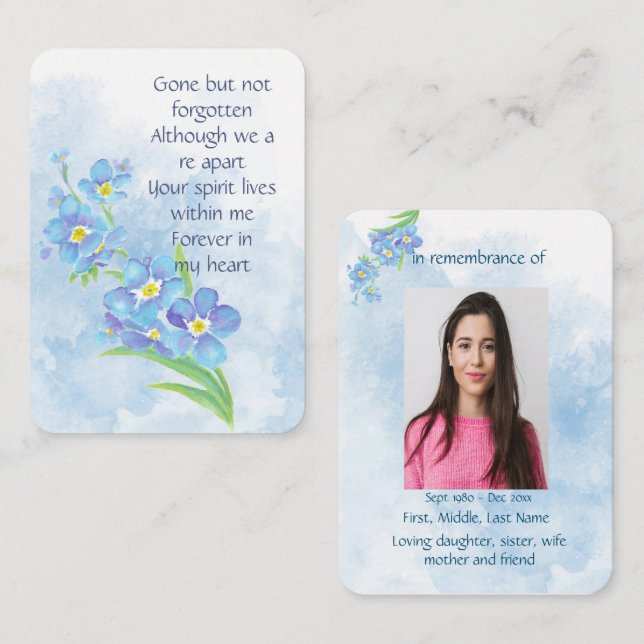 Cartão De Visita Serviço Memorial Convide-me a Esquecer-me de Arte  (Frente/Verso)