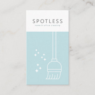 Cartão De Visita Serviço Moderno de Limpeza de Azul Claro