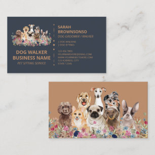 Cartão De Visita Serviço Online de Passeio de Cães Boutique Pet Mar