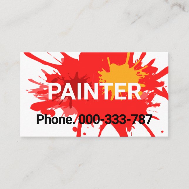 Cartão De Visita Serviço Paint Splatter Painter (Frente)