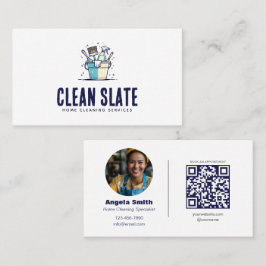 Cartão De Visita Serviço Personalizado de Limpeza de Casa QR Foto F