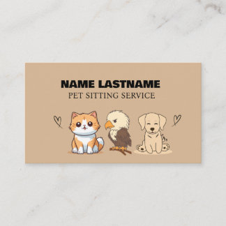 Cartão De Visita Serviço Pet Pet Service simples personalizado Empr