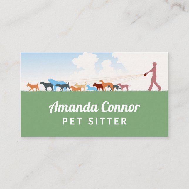 Cartão De Visita Serviço Pet Sitter Dog Walking (Frente)