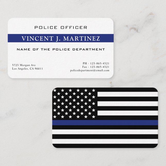 Cartão De Visita Serviço Policial Thin Blue Line Personalizado (Frente/Verso)