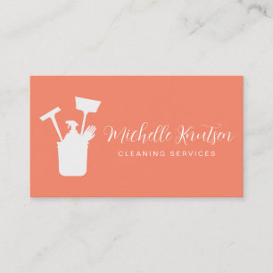 Cartão De Visita Serviço Profissional de Limpeza da Casa Pêssego de