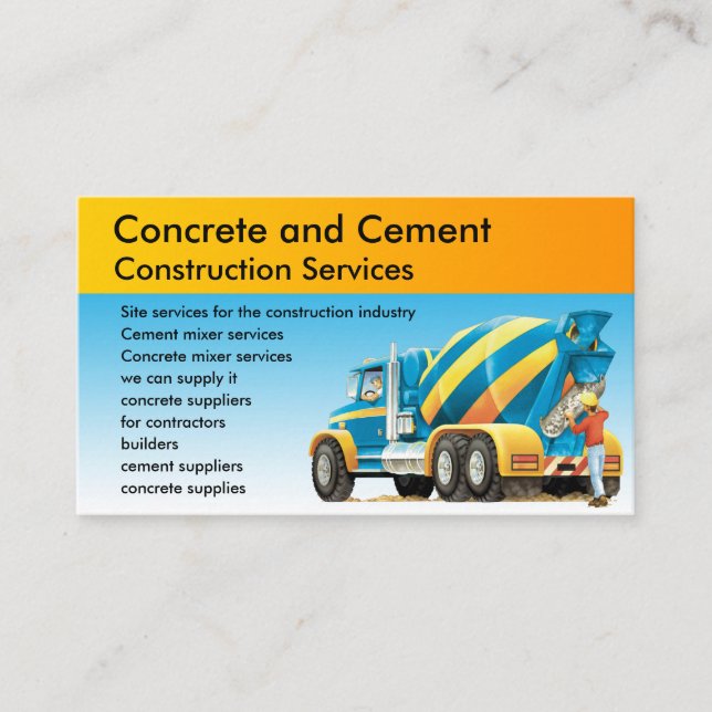 Cartão De Visita Serviços concretos feitos sob encomenda da (Frente)