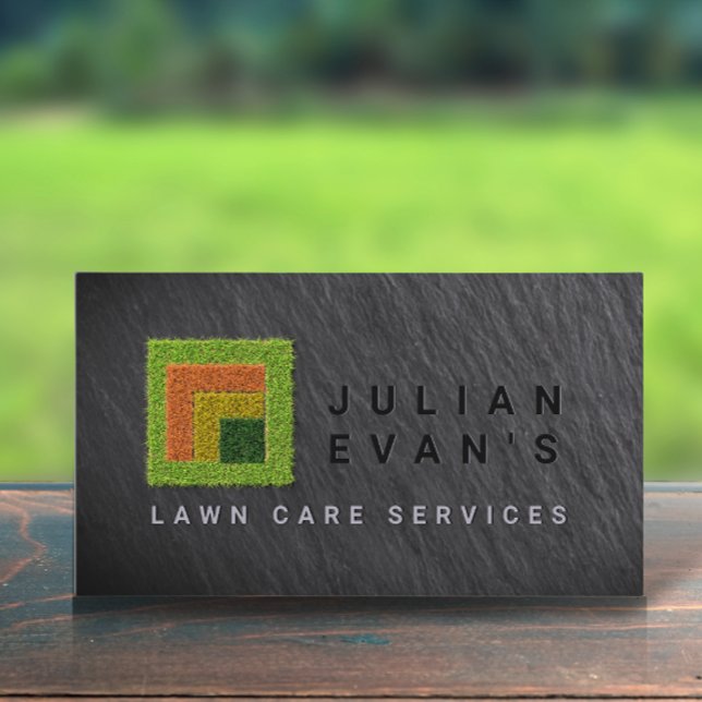 Cartão De Visita Serviços de assistência a jardins de quatro estaçõ (Lawn Care Services Four Seasons Grass Logo Business Card)