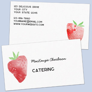 Cartão De Visita Serviços de catering por aquarelas de Morango