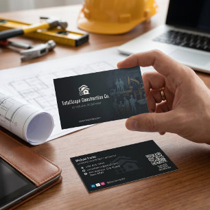 Cartão De Visita Serviços de Construção Chave na Mão   Minimalista 