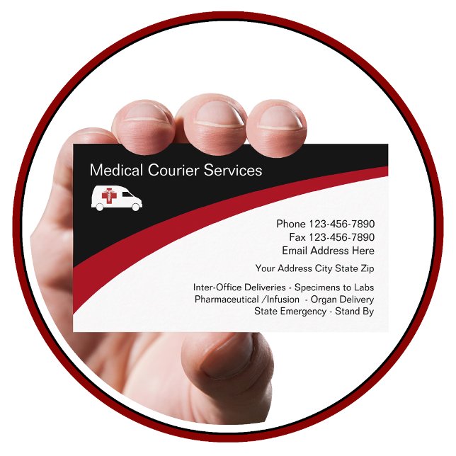 Cartão De Visita Serviços de Courier Médico (Criador carregado)