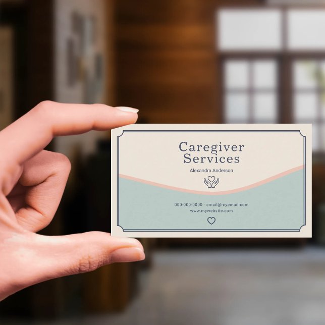 Cartão De Visita Serviços de Cuidador (Caregiver Services Business Card)