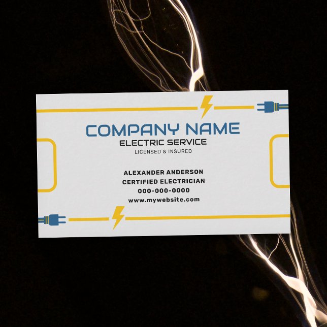 Cartão De Visita Serviços de Empreiteiro Elétrico  (Electric Contractor Services Business Card)