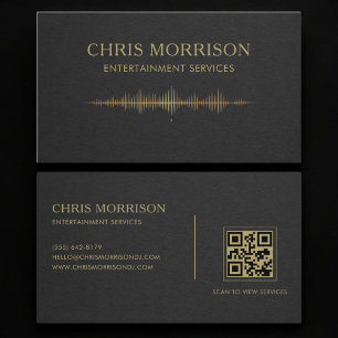 Cartão De Visita Serviços de Entretenimento Música Código QR Black