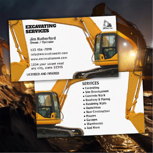 Cartão De Visita Serviços de Escavação Empresarial