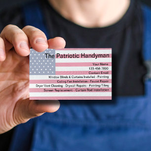 Cartão De Visita Serviços de Handyman Americano Patriótico