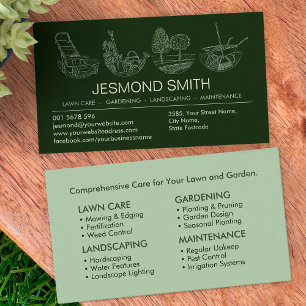 Cartão De Visita Serviços de jardinagem - Ilustração de arte de lin