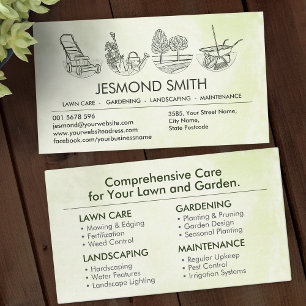 Cartão De Visita Serviços de jardinagem - Ilustração de linha desen