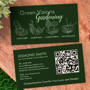 Cartão De Visita Serviços de jardinagem - Ilustração desenhada à mã