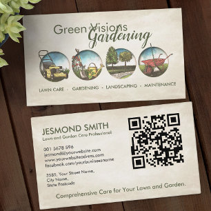 Cartão De Visita Serviços de jardinagem - Ilustração desenhada à mã