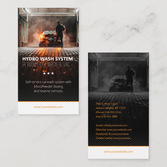 Cartão De Visita Serviços de lavagem manual | Lavagem automóvel (Frente/Verso)