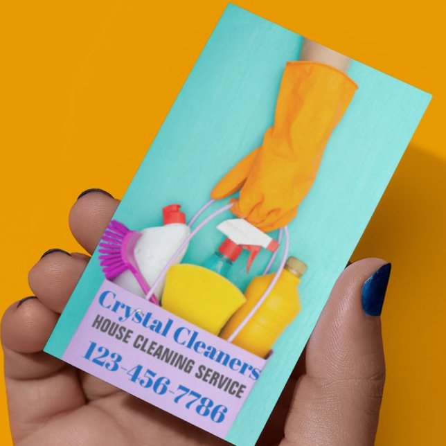 Cartão De Visita Serviços de limpeza ambulante Janitorial (Janitorial Cleaning Maid Services Housekeeping Business Card)