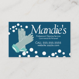 Cartão De Visita Serviços de limpeza Bolhas Luvas Azuis
