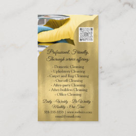 Cartão De Visita Serviços de Limpeza Casa Mantendo Foto QRCode Dour