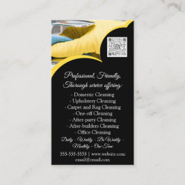 Cartão De Visita Serviços de limpeza Casa Mantendo QRCode PhotoCust