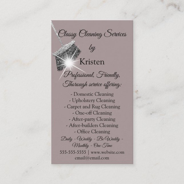 Cartão De Visita Serviços de Limpeza Clássica com Rosa QRCode (Frente)