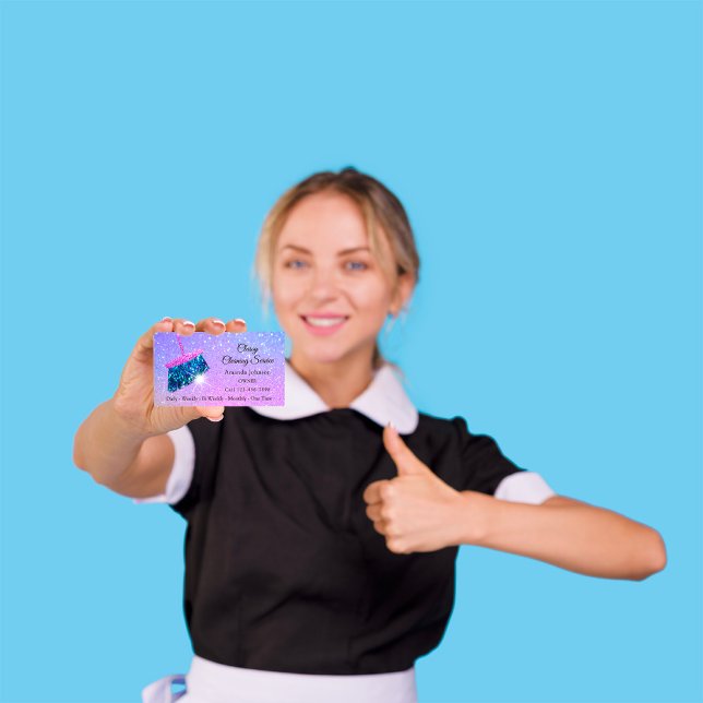 Cartão De Visita Serviços de limpeza clássica Rainbow Spark Glitter (Criador carregado)