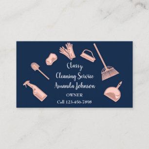 Cartão De Visita Serviços de limpeza clássicos Logotipo Dourado R