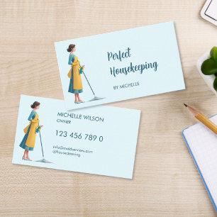 Cartão De Visita Serviços De Limpeza De Agregados Familiares Cute M