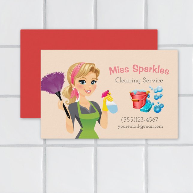 Cartão De Visita Serviços de limpeza de casas de bonecas (Criador carregado)