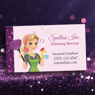 Cartão De Visita Serviços de limpeza de casas de Sparkle, de carto