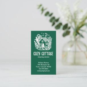 Cartão De Visita Serviços de limpeza de casas Logotipo desenhado em