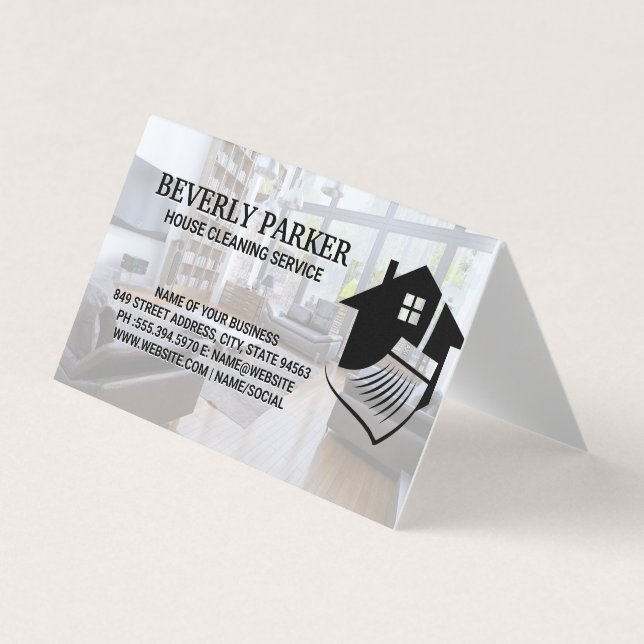 Cartão De Visita Serviços de limpeza de casas | Sala de Viagem Inte (Frente)