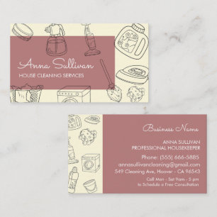 Cartão De Visita Serviços de limpeza de casas simples e modernos