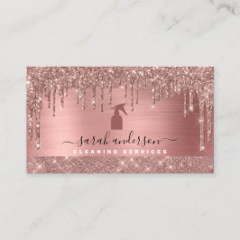 Cartão De Visita Serviços de Limpeza de Chic Dourada rosa