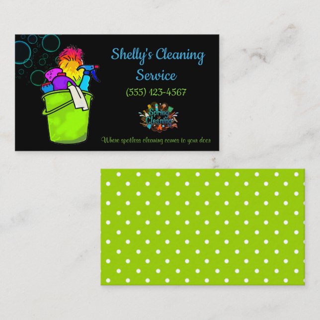 Cartão De Visita Serviços de limpeza de Design (Frente/Verso)