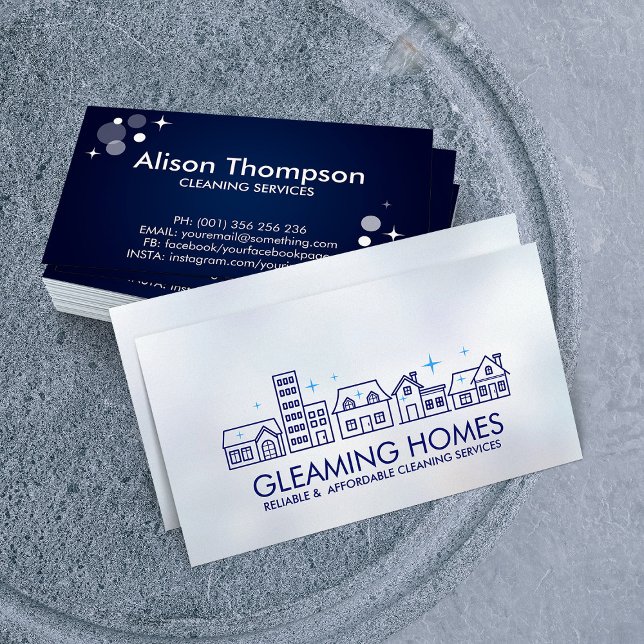 Cartão De Visita Serviços de limpeza de residências profissionais (Criador carregado)