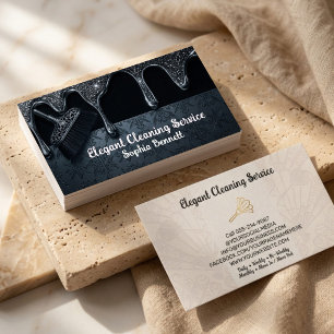 Cartão De Visita Serviços de Limpeza de Rosas de Luxo Elegant Maid 